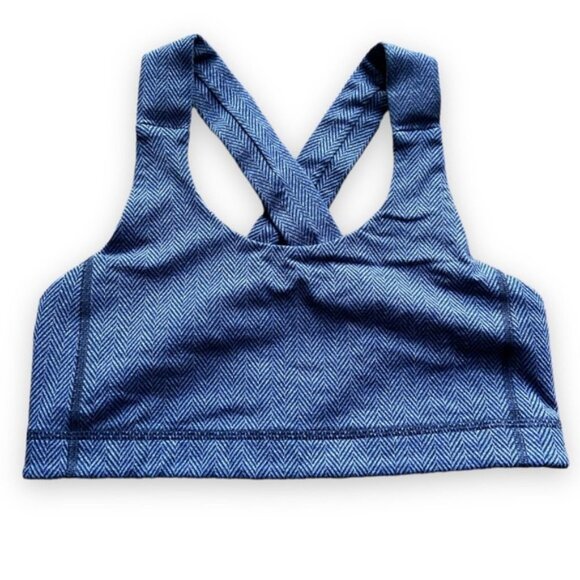 Lululemon All Sport Bra Giant Herringbone Black Heathered Pigment Blue Size 8 - Picture 7 of 9